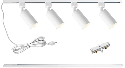 Plug in Track Lighting with Power Cord, 4-Light GU10 Track Lighting Kit with ...