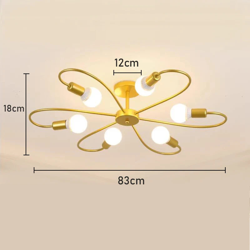 E27 Ceiling Lamp Modern Decor Home Lighting Fixture Retro Industrial Chandelier Wrought Iron LED Decoration Pendant Lights