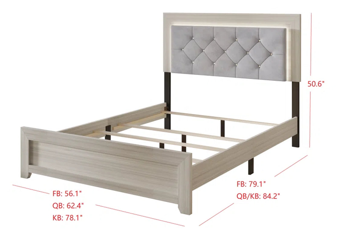 Alandis Upholstered Standard Bed with Headboard Lighting