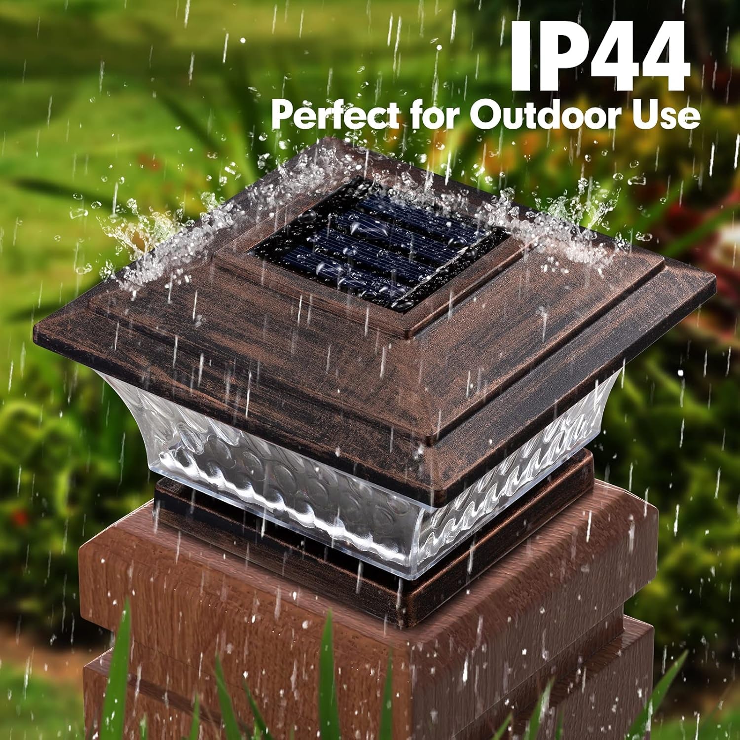 Solar Post Cap Lights 2 Lighting Modes Outdoor LED Lighting Deck Fence Cap Light Warm White/Bright White Lighting Suitable for 4X4 Wooden Posts (6Pk, Brushed Copper)