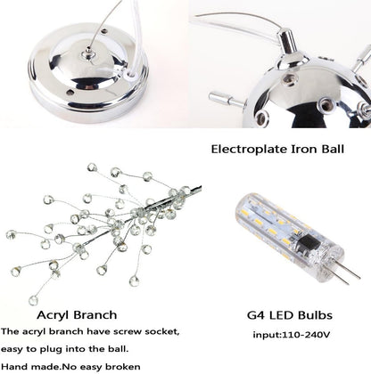 Chandeliers Firework LED Light Stainless Steel Crystal Pendant Lighting Ceiling Light Fixtures Chandeliers Lighting,Dia 31.5 Inch