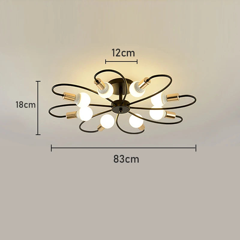 E27 Ceiling Lamp Modern Decor Home Lighting Fixture Retro Industrial Chandelier Wrought Iron LED Decoration Pendant Lights