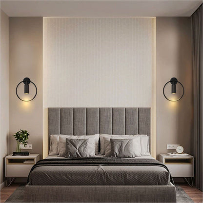 Modo Lighting Mid Century Wall Sconces Lighting 1-Light Wall Mounted Light Mid Century Wall Decor Lighting Lamp Circular Bedroom Light Fixture (Black, 2Pack)