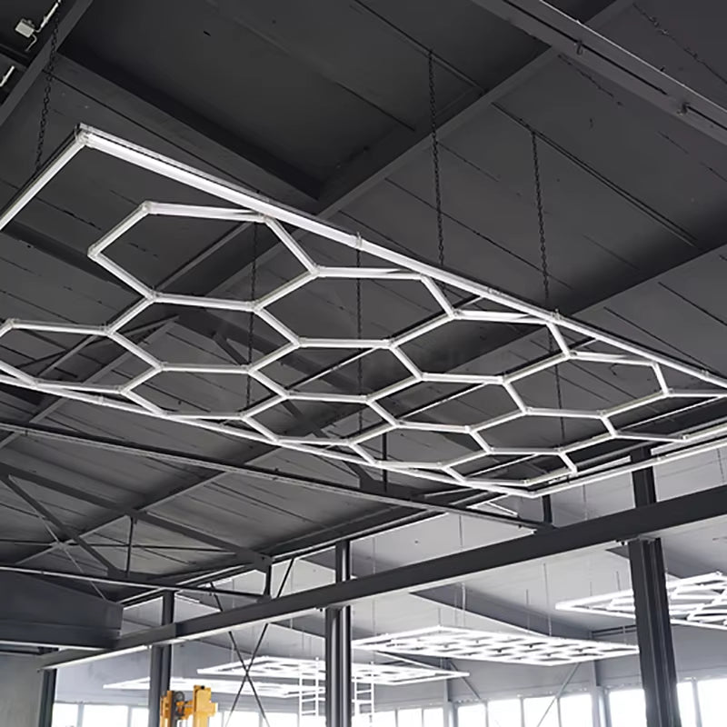 Hexagon LED Lighting Honeycomb Hex Lights for Garage Workshop Lighting Car Detail for Car Wash Beauty Station Office