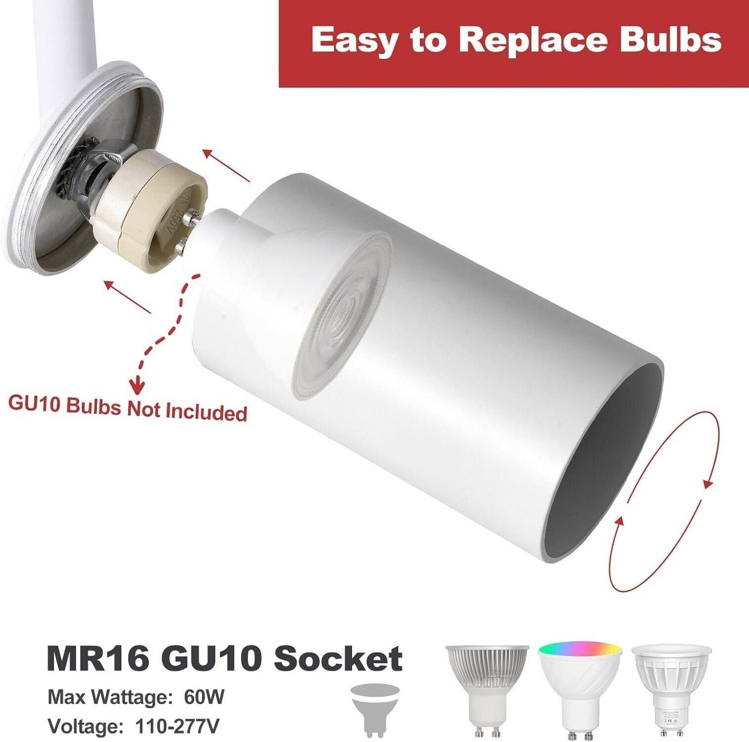 Plug in Track Lighting with Power Cord, 4-Light GU10 Track Lighting Kit with ...
