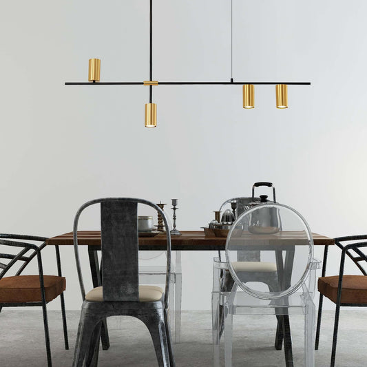 Black Gold 4 Light LED Track Lighting Adjustable 4 Way Ceiling Mount Linear Spotlights Matte Black Industrial Kitchen Focus Track Lighting Modern Geometric Chandelier Pendant