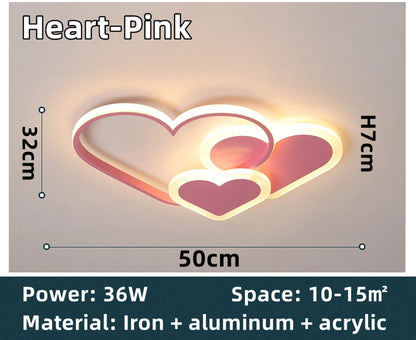 Led Ceiling Lamp for Children Kid Girls Room Bedroom Study Cloud Ceiling Light Heart Shape Pink Child Kid Star Chandelier Light