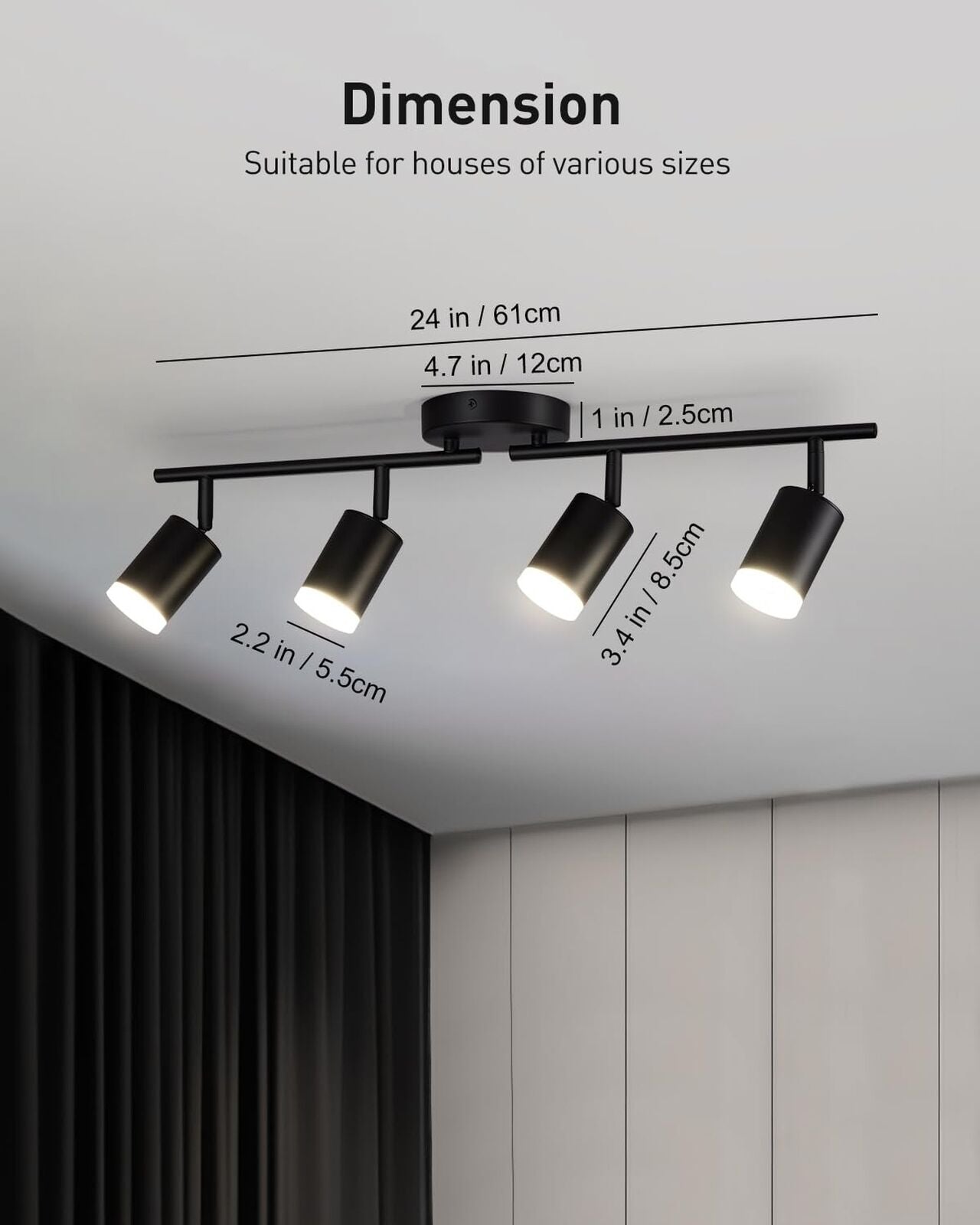 Bojim Flexible Led Track Lighting, 4-Light Black Track Lighting Fixtures Ceil...