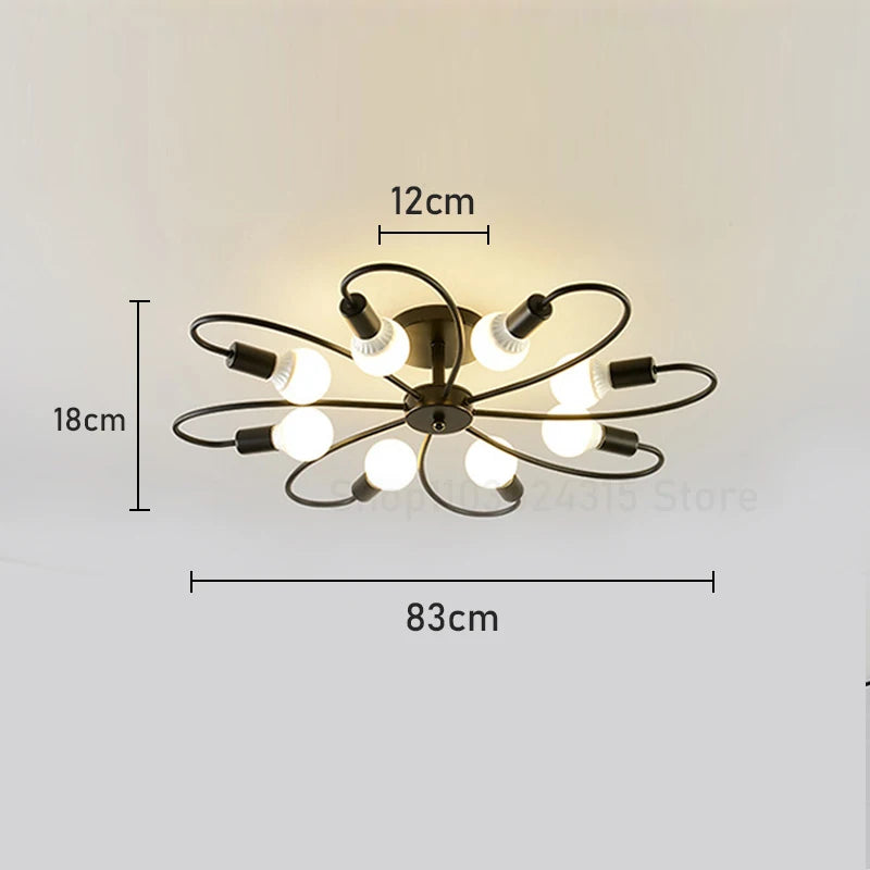 E27 Ceiling Lamp Modern Decor Home Lighting Fixture Retro Industrial Chandelier Wrought Iron LED Decoration Pendant Lights