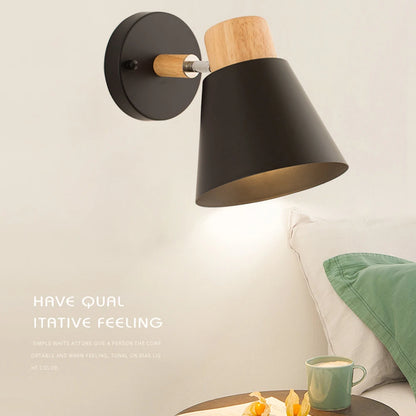 Nordic Wood Wall Lights Bedroom Bedside Lamp Black Creative Modern E27 Wall Lamps Suspension LED Home Lighting Sconce Room Decor