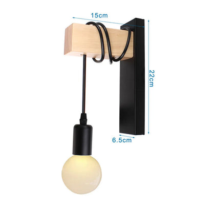 Nordic Wood Wall Lights Bedroom Bedside Lamp Black Creative Modern E27 Wall Lamps Suspension LED Home Lighting Sconce Room Decor