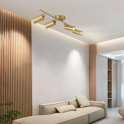 Modo Lighting Gold Track Lighting 4 Light Adjustable Flush Mount Ceiling Lighting Industrial Spotlights Lights Fixtures for Living Room Bedroom Kitchen Hallway(39.3”/100Cm)