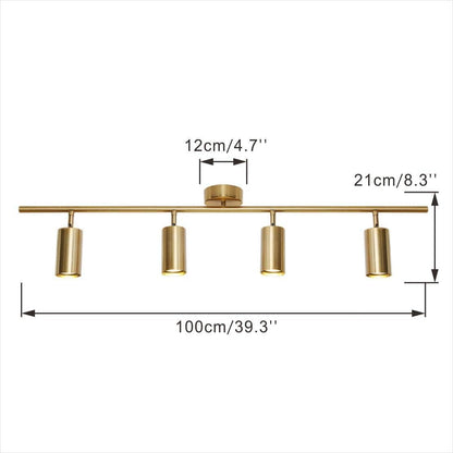 Modo Lighting Gold Track Lighting 4 Light Adjustable Flush Mount Ceiling Lighting Industrial Spotlights Lights Fixtures for Living Room Bedroom Kitchen Hallway(39.3”/100Cm)