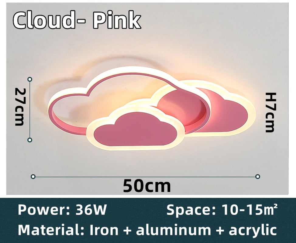 Led Ceiling Lamp for Children Kid Girls Room Bedroom Study Cloud Ceiling Light Heart Shape Pink Child Kid Star Chandelier Light