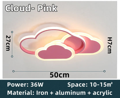 Led Ceiling Lamp for Children Kid Girls Room Bedroom Study Cloud Ceiling Light Heart Shape Pink Child Kid Star Chandelier Light