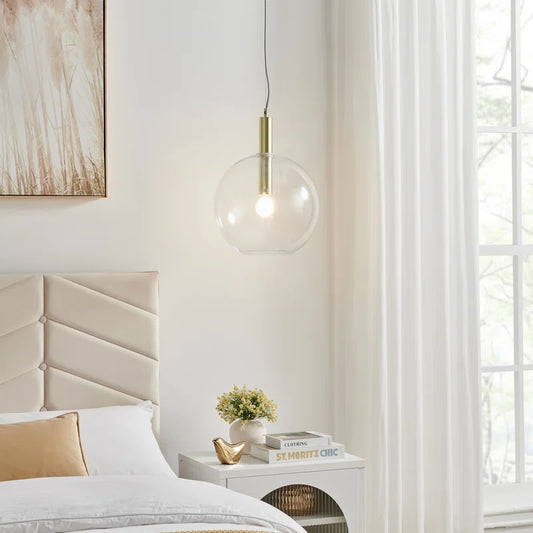 Verdie Brushed Brass & Glass Pendant Light - Sleek Modern Design Ceiling Light