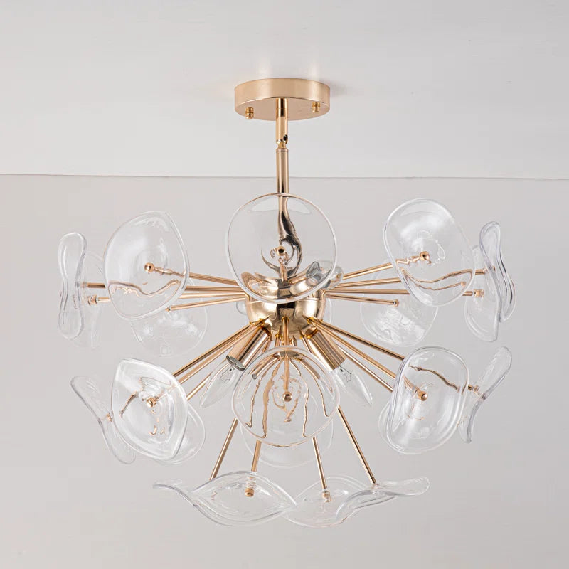 Dandelion 4-Light Glass Starburst Sunburst Ceiling Light Sputnik Semi Flush Mount