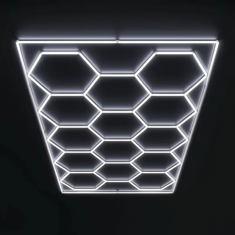Hexagon LED Lighting Honeycomb Hex Lights for Garage Workshop Lighting Car Detail for Car Wash Beauty Station Office