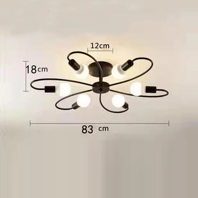 E27 Ceiling Lamp Modern Decor Home Lighting Fixture Retro Industrial Chandelier Wrought Iron LED Decoration Pendant Lights
