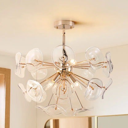 Dandelion 4-Light Glass Starburst Sunburst Ceiling Light Sputnik Semi Flush Mount