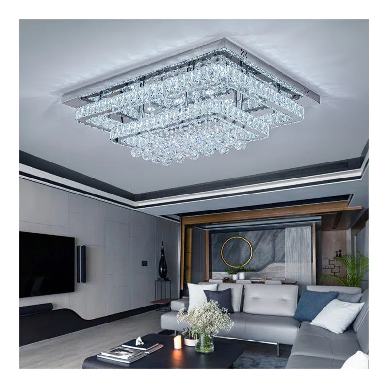 Jaclynn Modern Crystal LED Flush Mount Ceiling Light Fixture