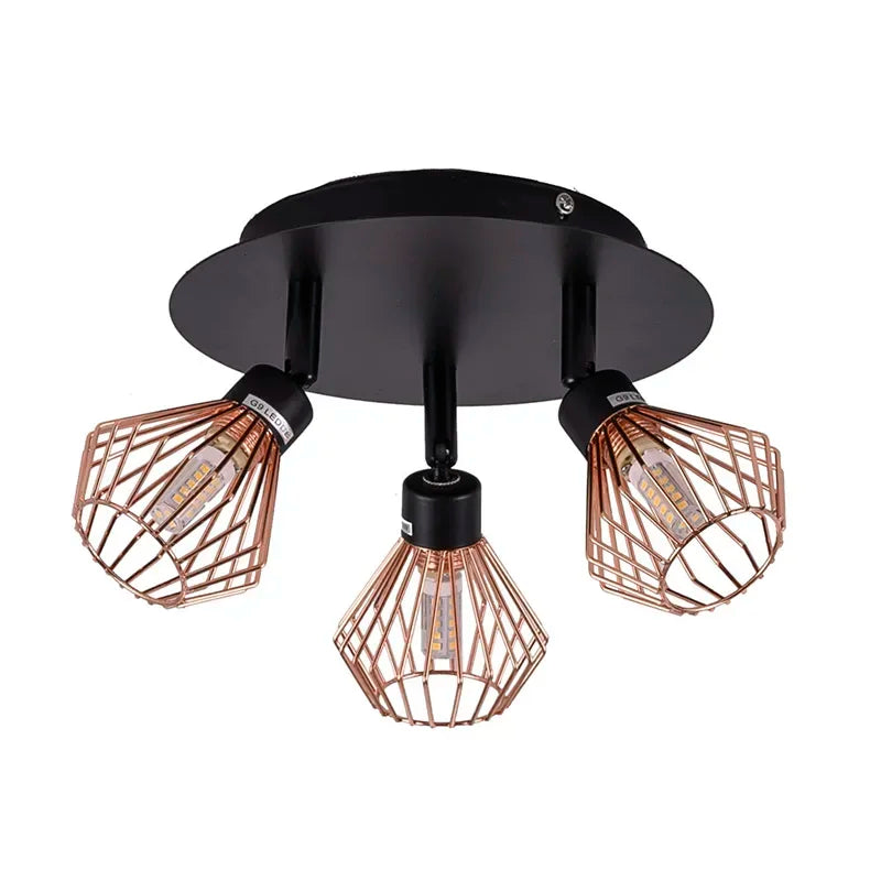 Rotatable Black Ceiling Lamp Lighting with Creative Cage Angle Adjustable G9 Lights Bulb for Store Shop Showroom Lighting