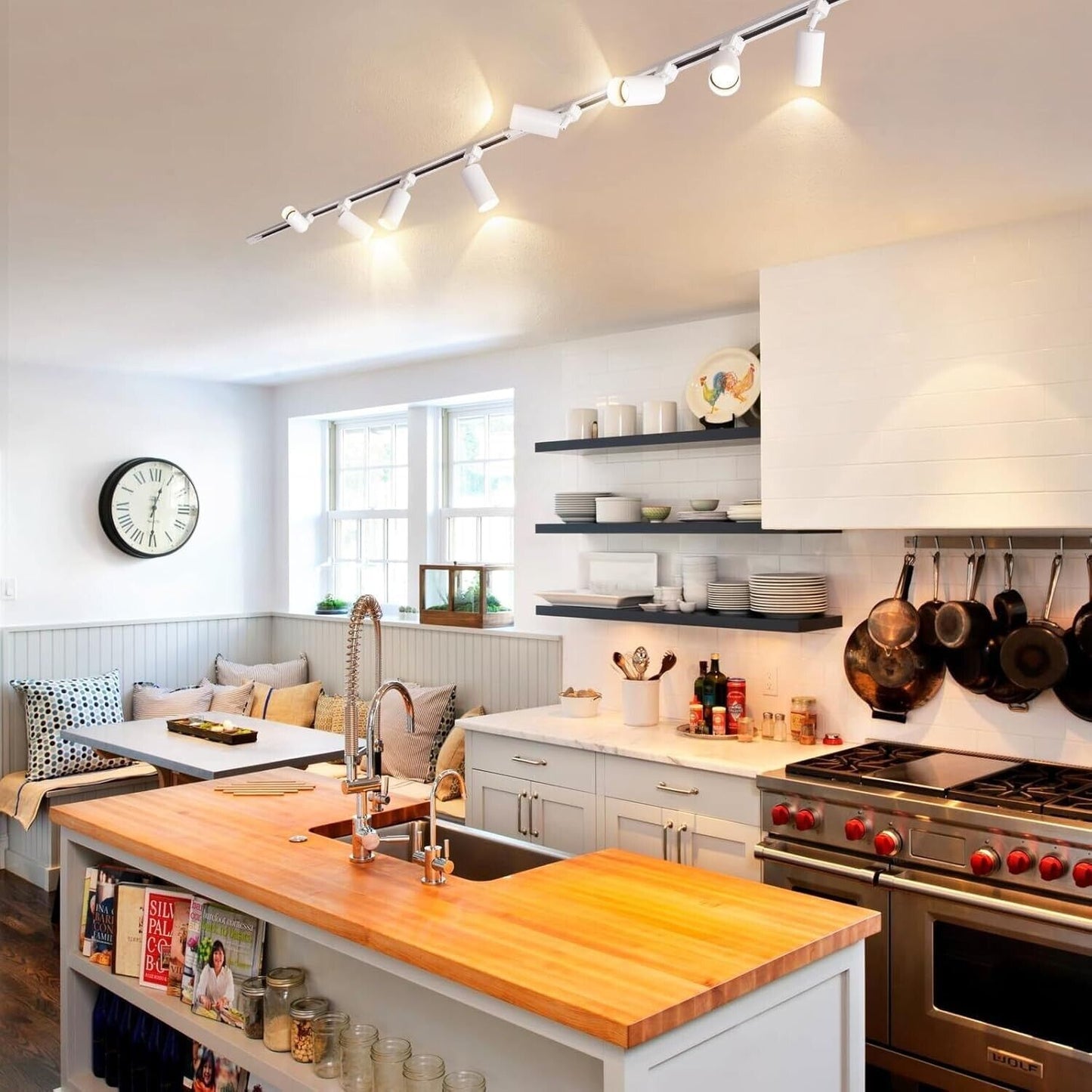Plug in Track Lighting with Power Cord, 4-Light GU10 Track Lighting Kit with ...