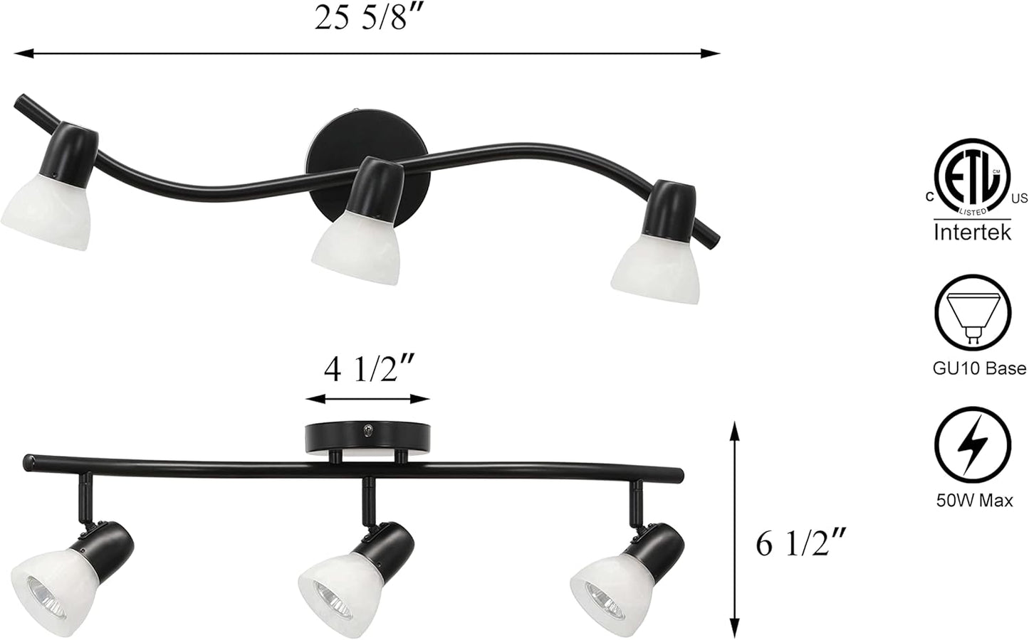 Track Lighting, 3 Light Modern Black Curved Kitchen Track Ceiling Light Fixtures XB-TR1223-3-MBK