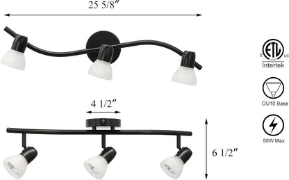 Track Lighting, 3 Light Modern Black Curved Kitchen Track Ceiling Light Fixtures XB-TR1223-3-MBK
