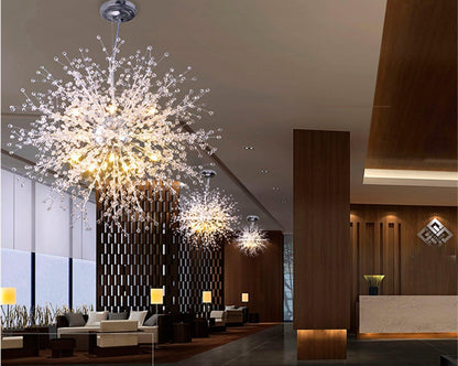 Chandeliers Firework LED Light Stainless Steel Crystal Pendant Lighting Ceiling Light Fixtures Chandeliers Lighting,Dia 31.5 Inch