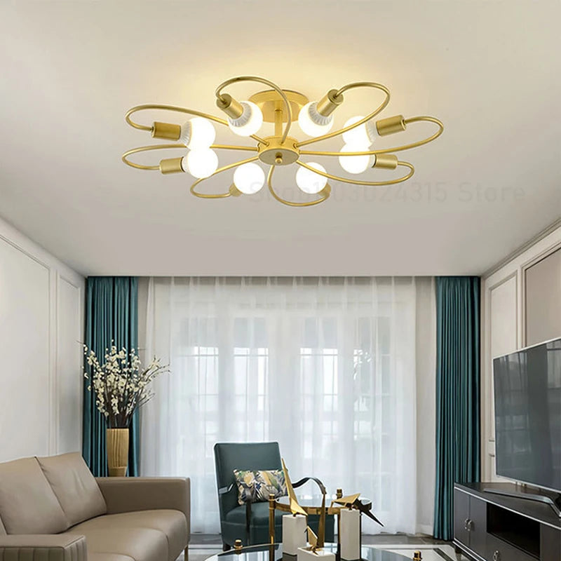 E27 Ceiling Lamp Modern Decor Home Lighting Fixture Retro Industrial Chandelier Wrought Iron LED Decoration Pendant Lights