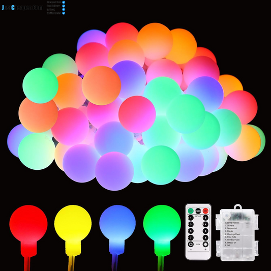 Globe Fairy Lights Battery Operated - 5.5M 50 LED Fairy Lights Color Changing with Remote & Timer Globe String Lights for Indoor Bedroom Outdoor Xmas Halloween Garden Patio Party(Multicolor)